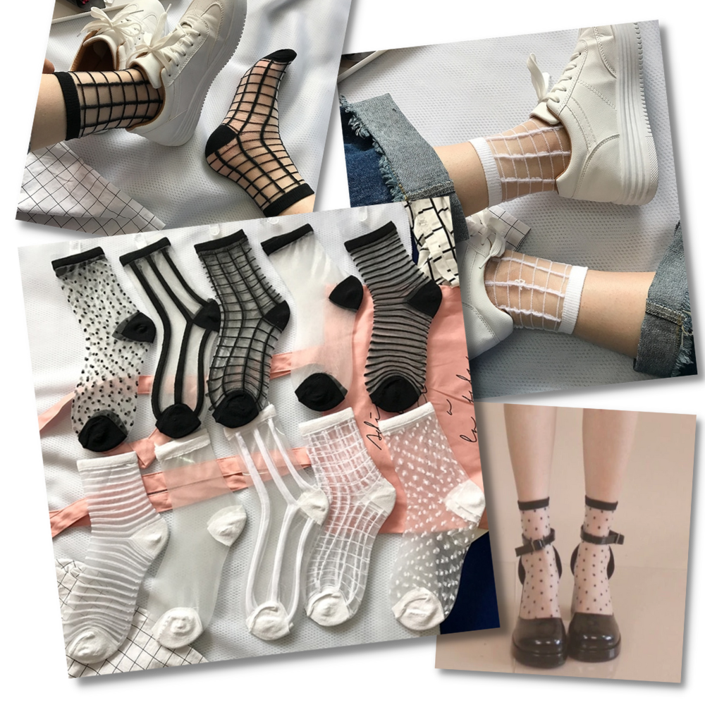 (10 Pairs) Transparent Fashion Socks for Women