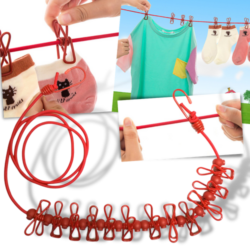 4m Stretch Camping Clothesline with Pegs