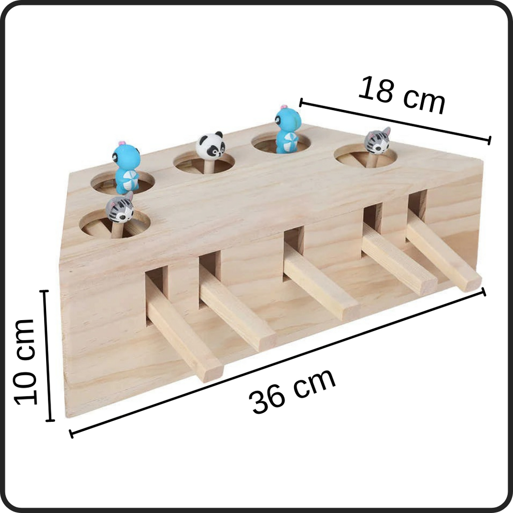 5 Hole Wooden Interactive Cat Toy