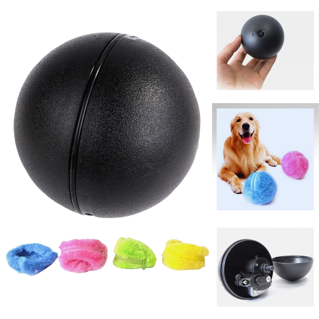 Automatic moving roller ball for dog with changeable covers