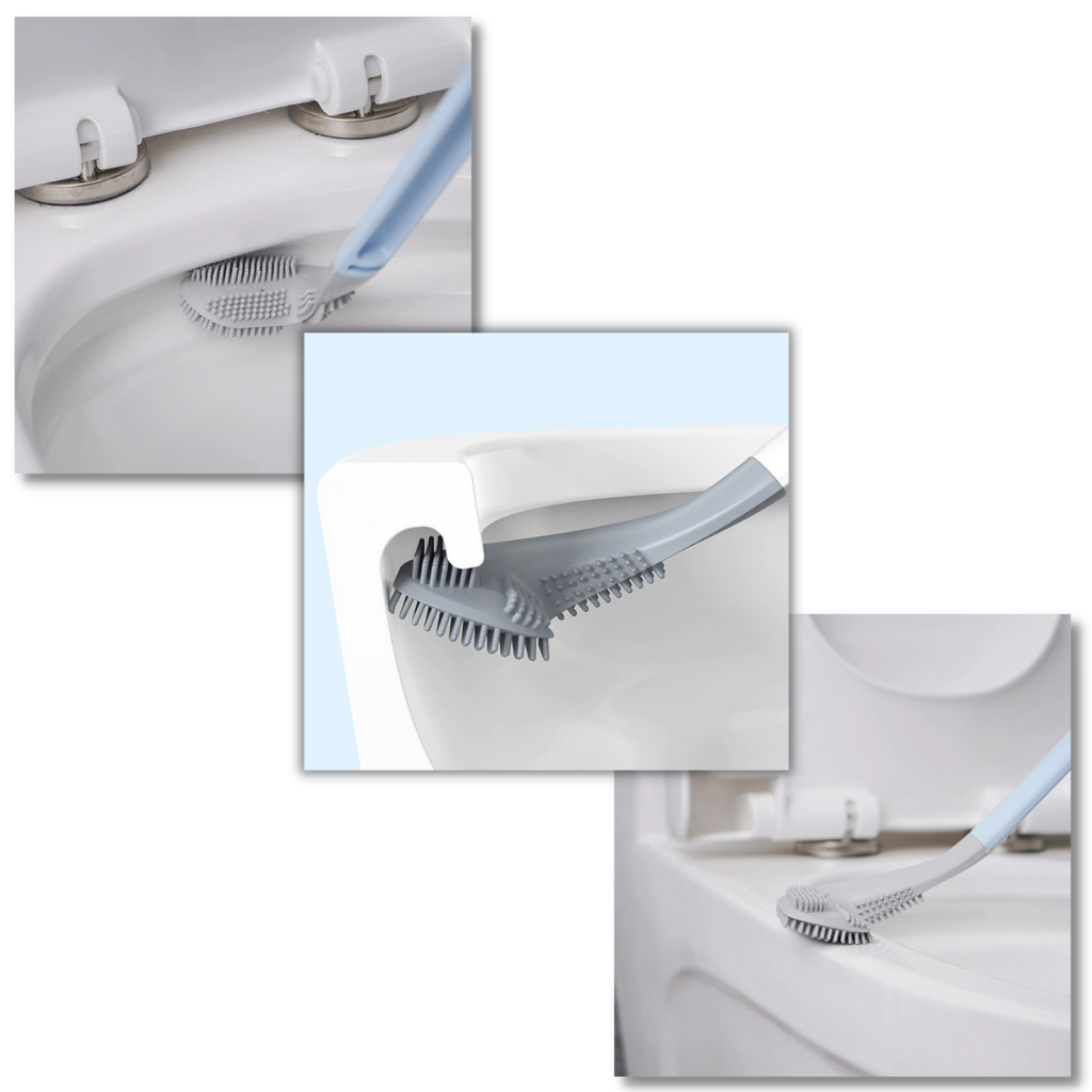 Long handle toilet brush with wall mounted base