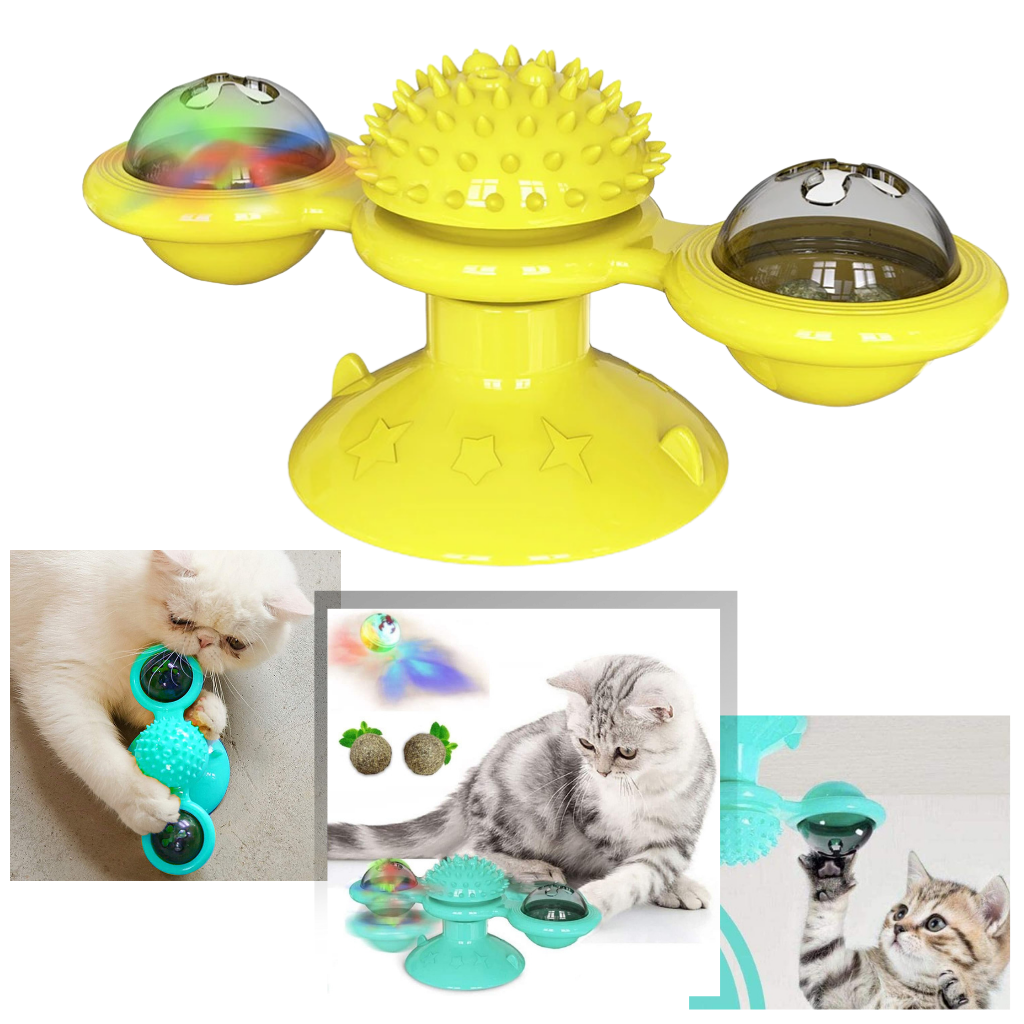 Rotative Windmill Cat Toy With Brush