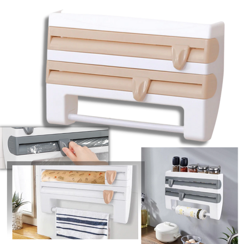 4-in-1 Wall Mounted Plastic Film and Paper Towel Holder