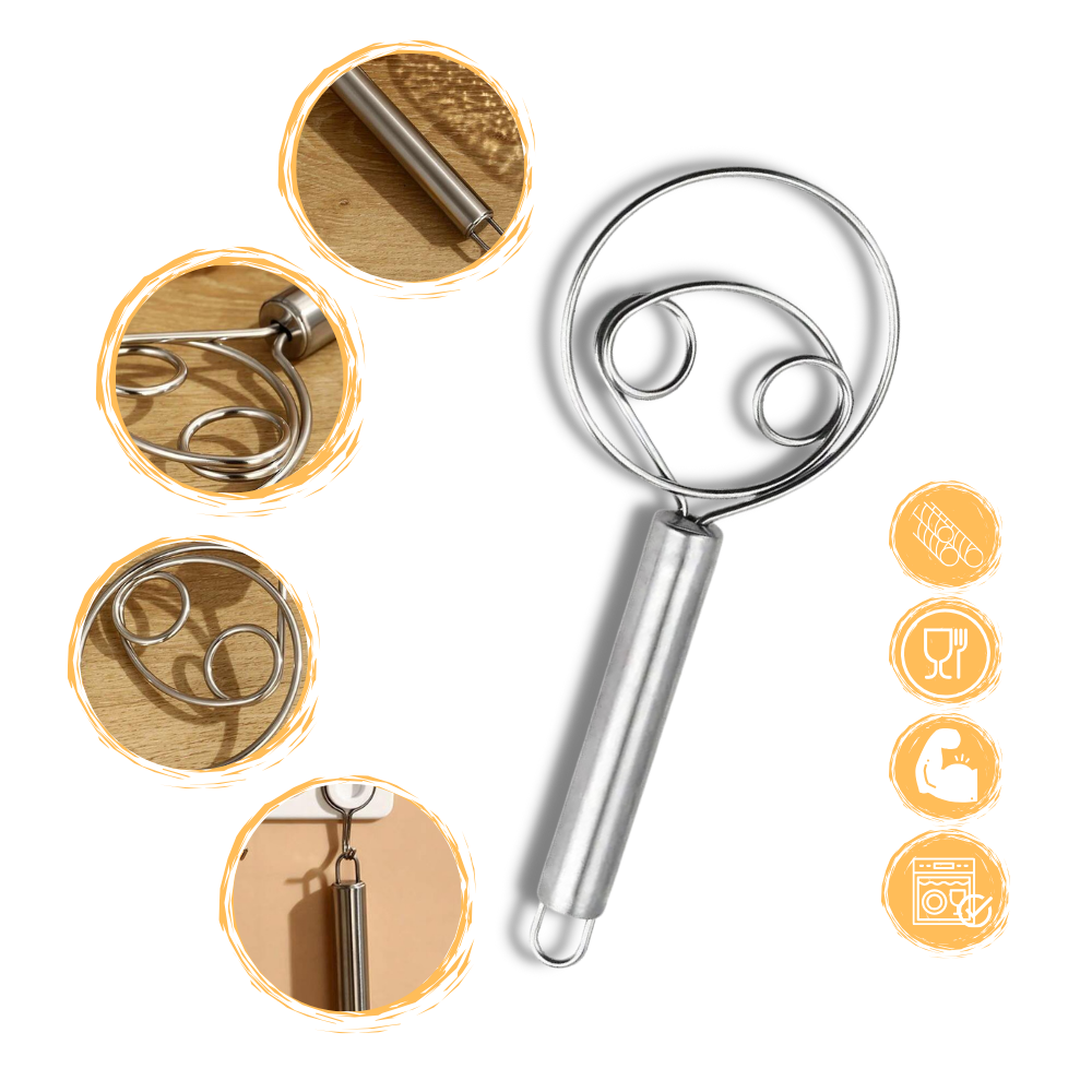 Effortless Stainless Steel Danish dough whisk