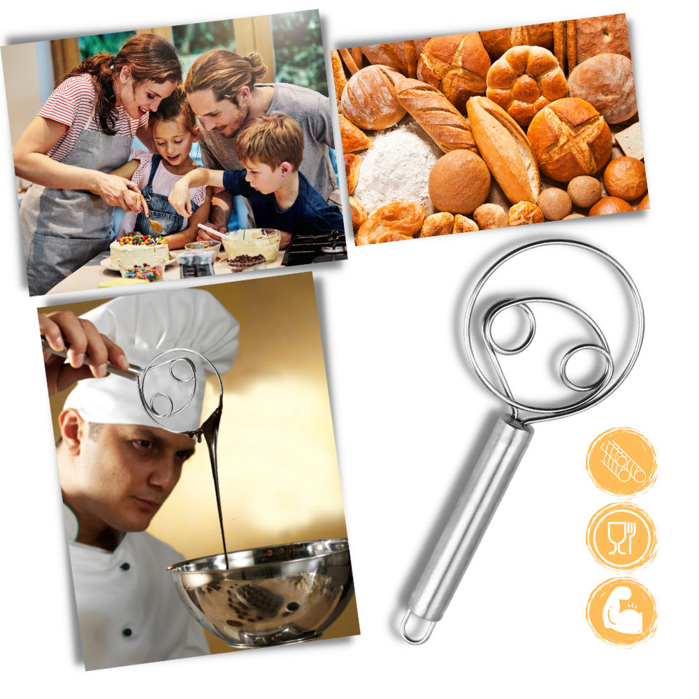 Effortless Stainless Steel Danish dough whisk