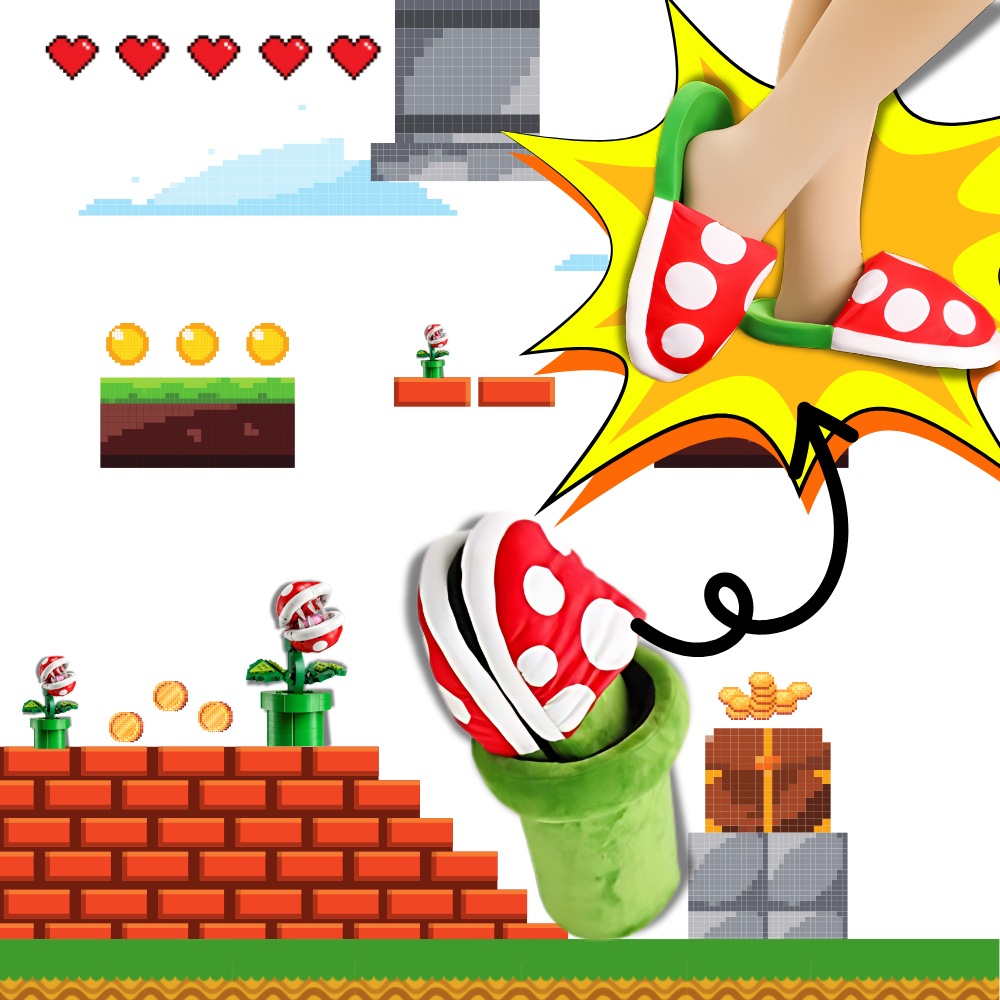 Soft Plush Mario Piranha Plant Slippers