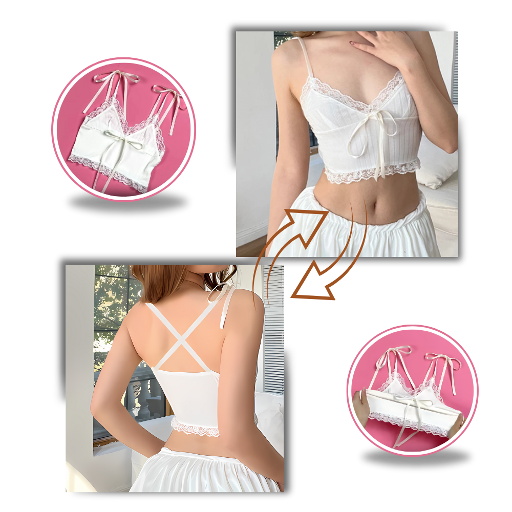 Soft Stylish Lace Trim Crop Top