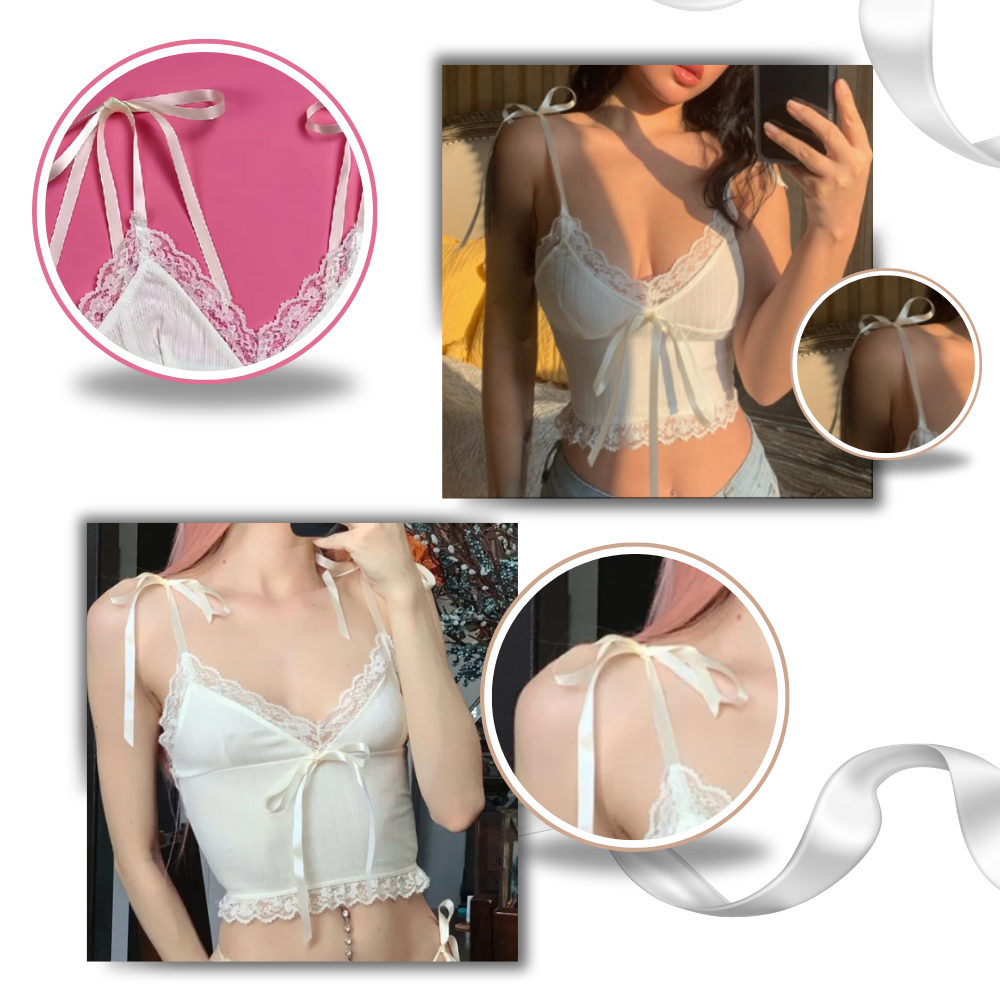 Soft Stylish Lace Trim Crop Top
