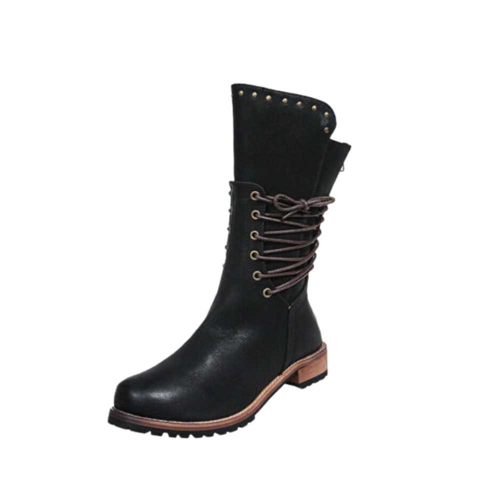 Vintage PU Leather Ankle Boots
