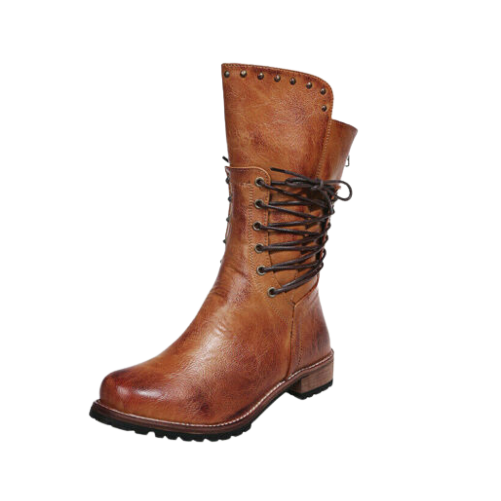 Vintage PU Leather Ankle Boots